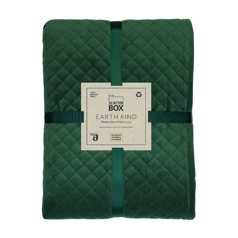 Erin Geometric Velvet Throw By Scatter Box In Ivy Green